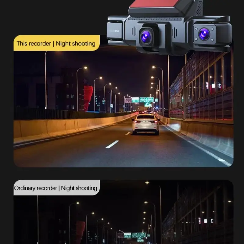 4-Lens 1080P Dash Cam – 360° Panoramic Car DVR with Night Vision, WiFi & Motion Detection