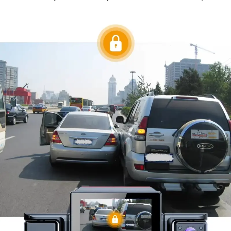 4-Lens 1080P Dash Cam – 360° Panoramic Car DVR with Night Vision, WiFi & Motion Detection